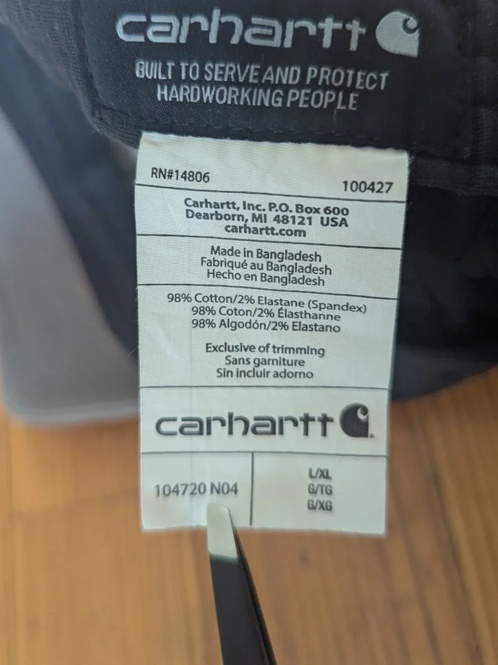 Carhartt Mens L XL Ball Cap Hat 100427 Black Charcoal Patch Flex Fitted Workwear